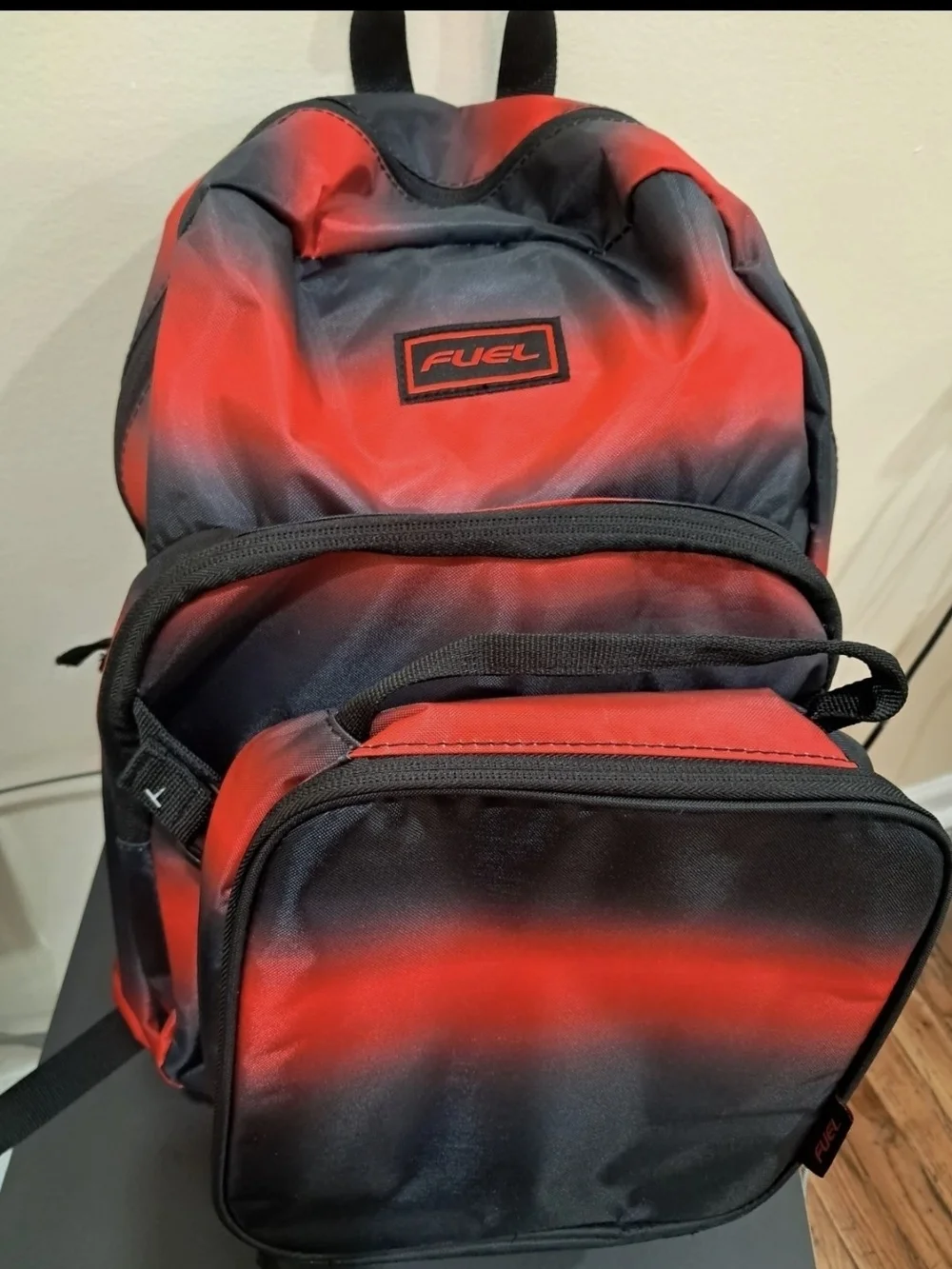Fuel Red Black Kids Backpack Lunch Bag Combo Gradient Canvas School Set